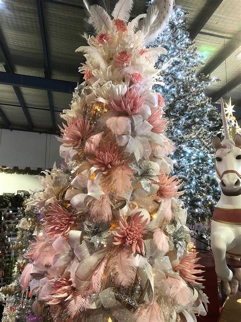 pink feather xmas tree|decorative feathers for christmas tree.